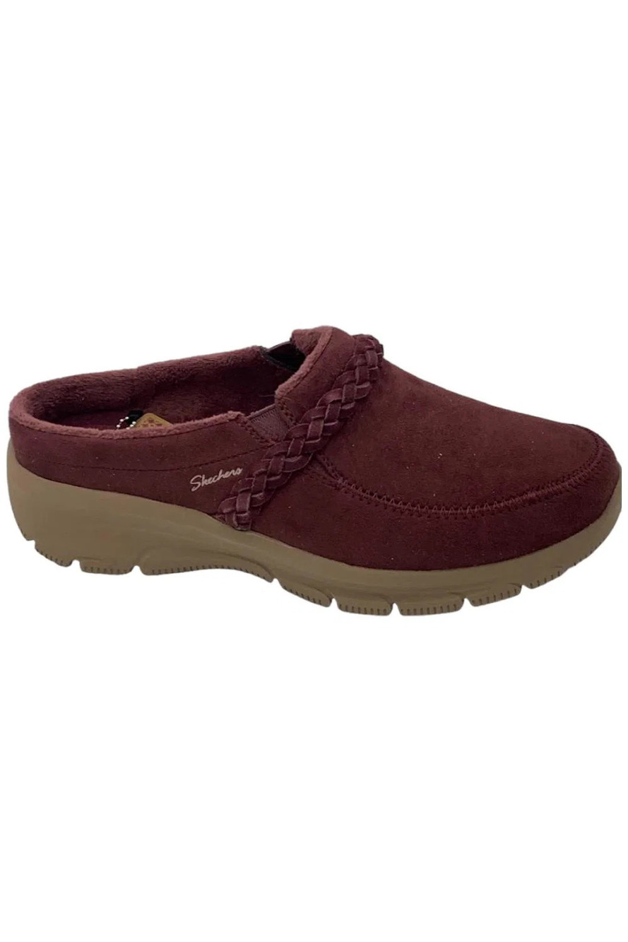 Skechers Easy Going Water Repellent Suede Clogs Darling Thing Burgundy - Wide